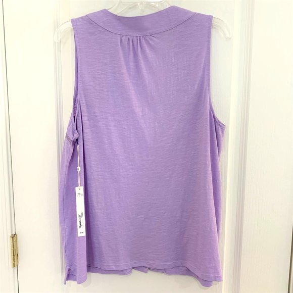 Caslon Nordstrom Button Front Swing Tank Top Cotton Slub Jersey Purple Size XL - Picture 6 of 8